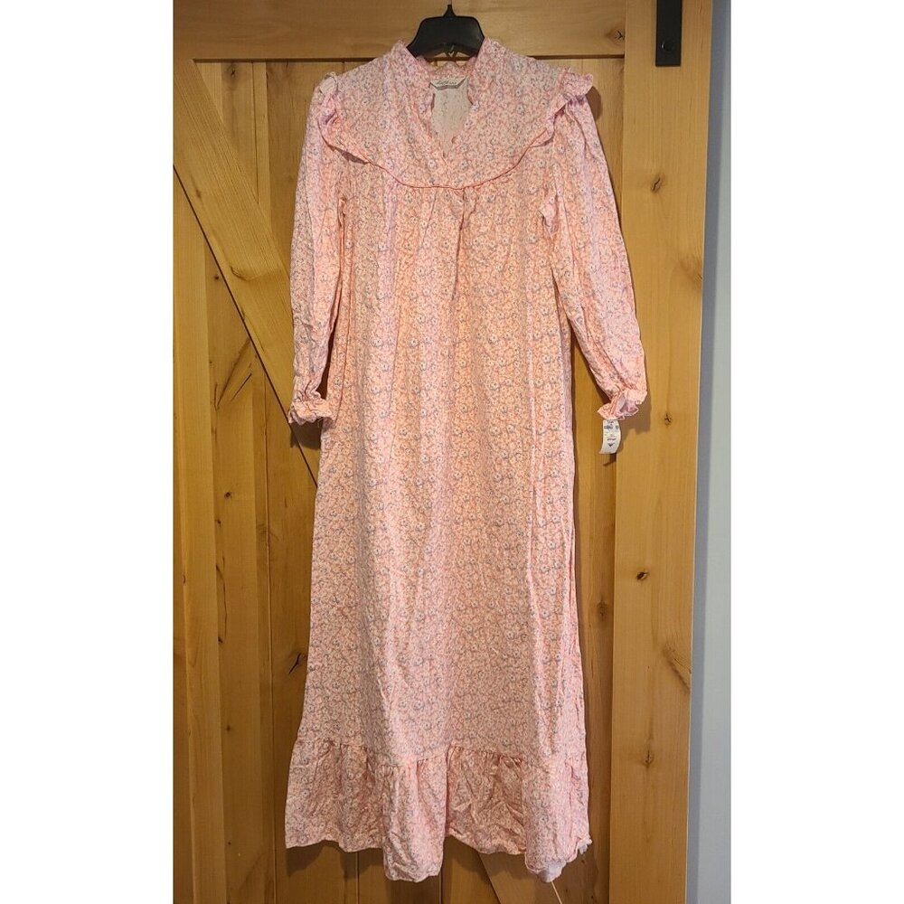 New!  Vintage LYN ANNE Size M Flannel Granny Nightgown Pink Floral *stains